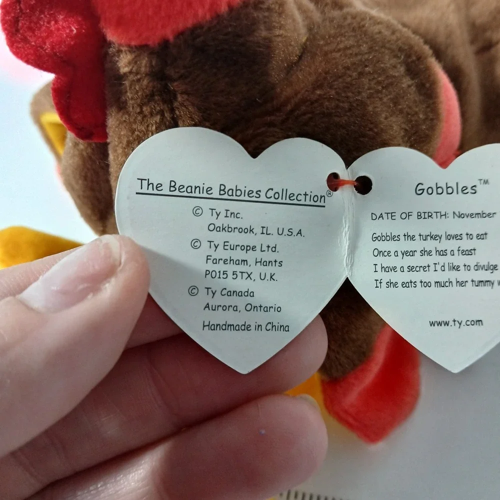 GOBBLES Ty Beanie Baby MultipleTag Errors 1996 Turkey Original Retired MINT Rare